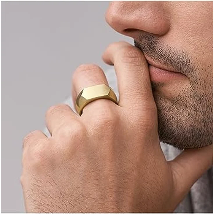 FOSSIL Herren-Edelstahlband Ring, goldfarben mit schwarzem Finish, poliert – Bild 5