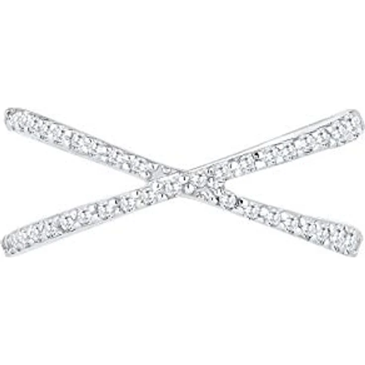 Elli Damen Ring Wickel X, 925 Sterling Silber mit Zirkonia Kristallen, handgefertigt – Bild 2