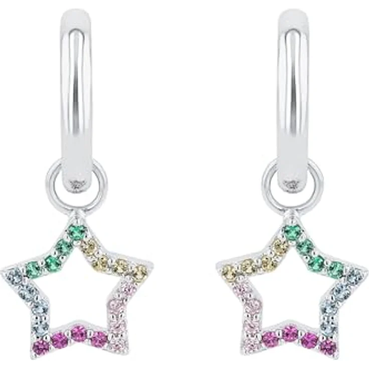 Prinzessin Lillifee Creolen, Stern Schmuck für Mädchen aus 925 Sterling Silber mit Zirkonia-Steinen, Multicolor, inkl. Geschenk Box – Bild 3