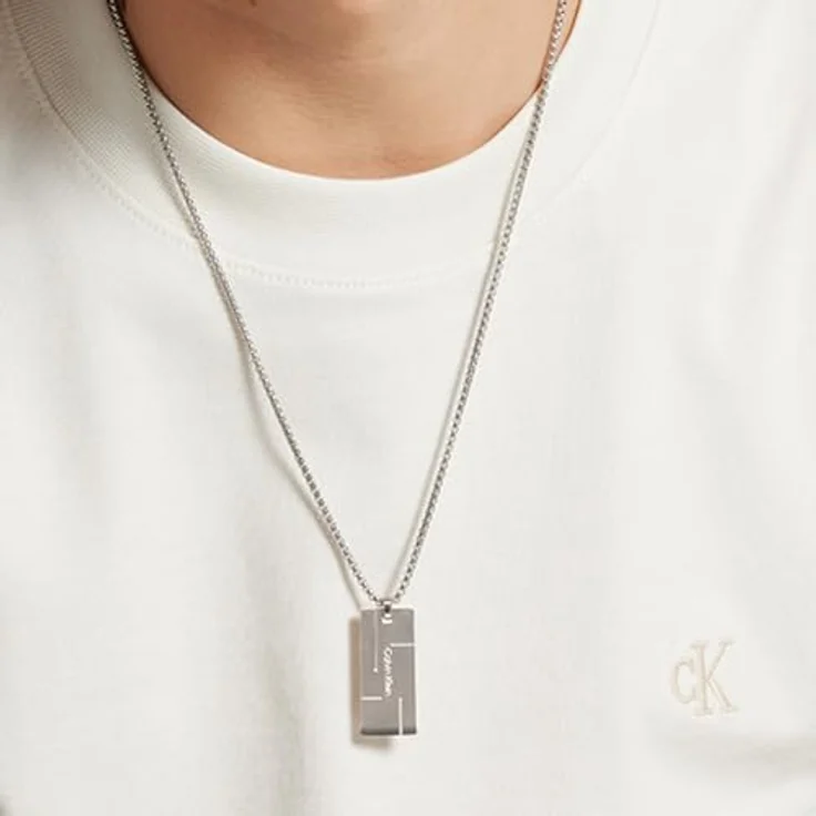 Calvin Klein GRID, Herren-Halskette aus gebürstetem Edelstahl, 61 cm, mit graviertem Logo und Karabinerverschluss – Bild 5