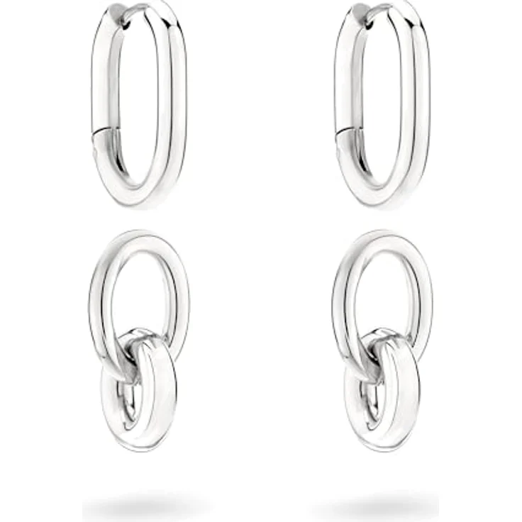 Liebeskind Berlin Creole LJ-1508-E-28, Damen-Ohrringe aus poliertem Edelstahl, Silber, 3 cm mit Schanierverschluss – Bild 4
