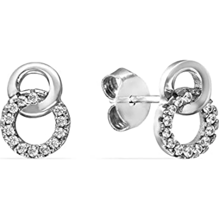 FAVS Damen-Ohrstecker 925er Silber mit 28 Zirkonia, klassisches Design, 0,9 cm x 0,7 cm – Bild 1