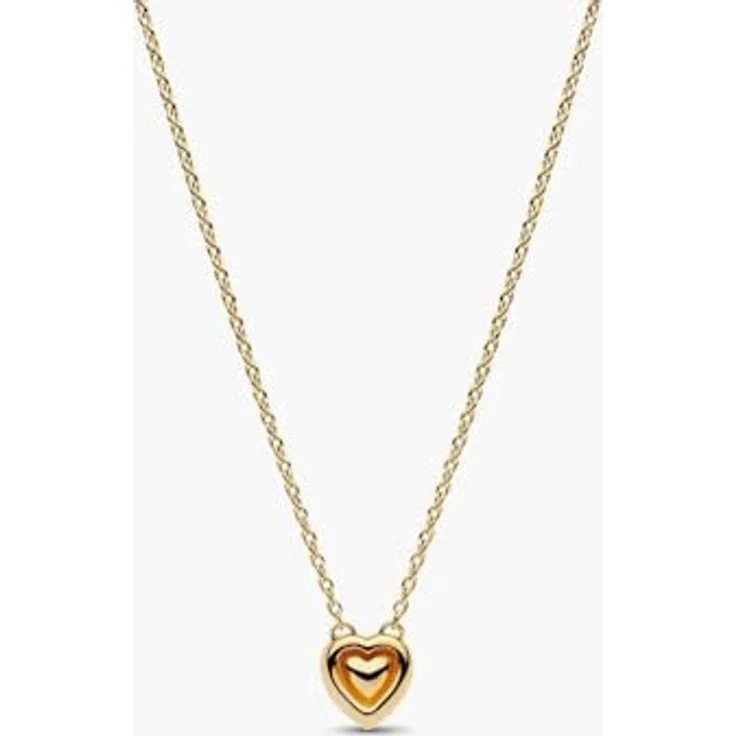 PANDORA Timeless Gravierbares Herz Strahlenkranz Collier-Halskette, 14k vergoldet mit Zirkonia, Größe 45cm, 364364C01-45 – Bild 2