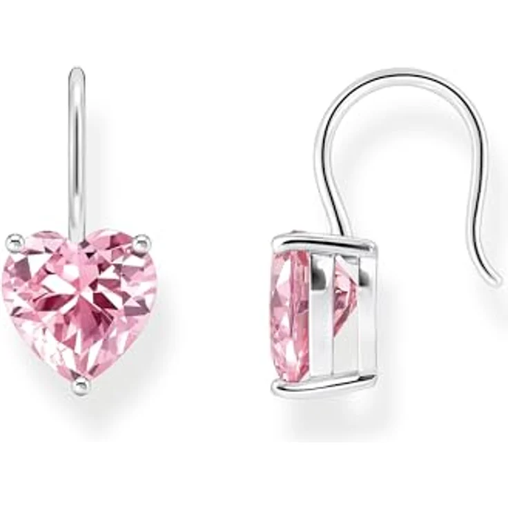 Thomas Sabo Ohrhänger H2288-051-9, 925er Sterlingsilber mit pinkfarbenem Zirkonia-Herz – Bild 1