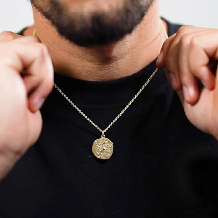 trendor Skorpion Sternzeichen Herrenkette Gold auf Silber, Ø 20 mm, 60 cm, zeitloser Halsschmuck aus 925er Silber, Geschenkidee für Männer – Bild 5