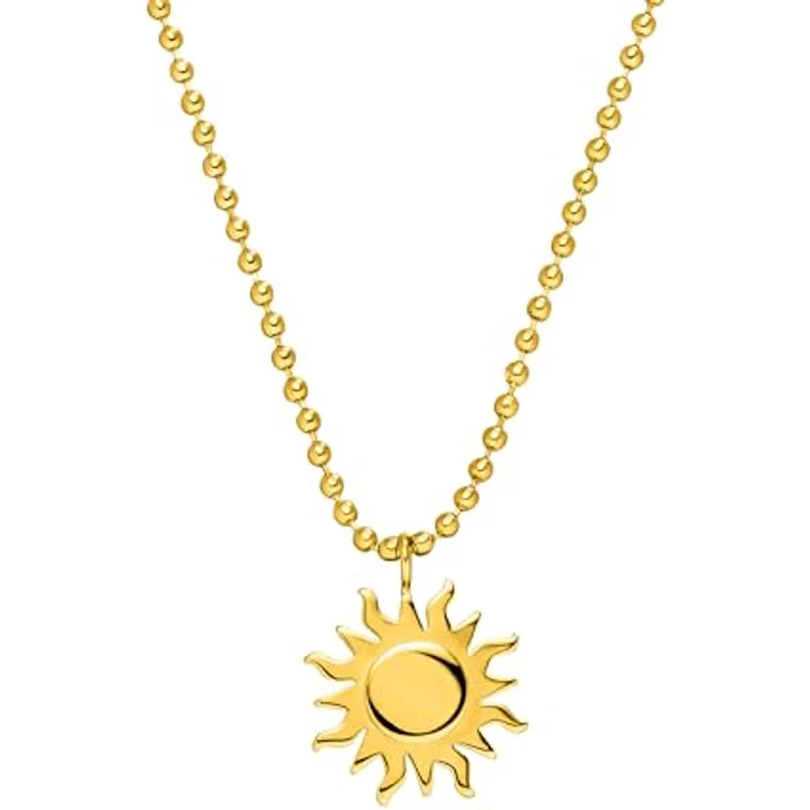 Purelei Damen Sonnen-Kette, Filigrane Kugelkette mit 12,6 mm Sonnen-Anhänger aus 18K vergoldetem Edelstahl, verstellbare Länge 50/55 cm (Gold) – Bild 1