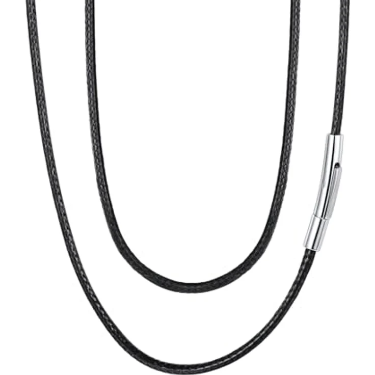 FaithHeart 2MM Lederband 40CM, Kunstleder Halskette für Anhänger in Schwarz/Braun, verstellbares Choker mit Edelstahlverschluss, ideal als Geschenk für Damen und Herren – Bild 1