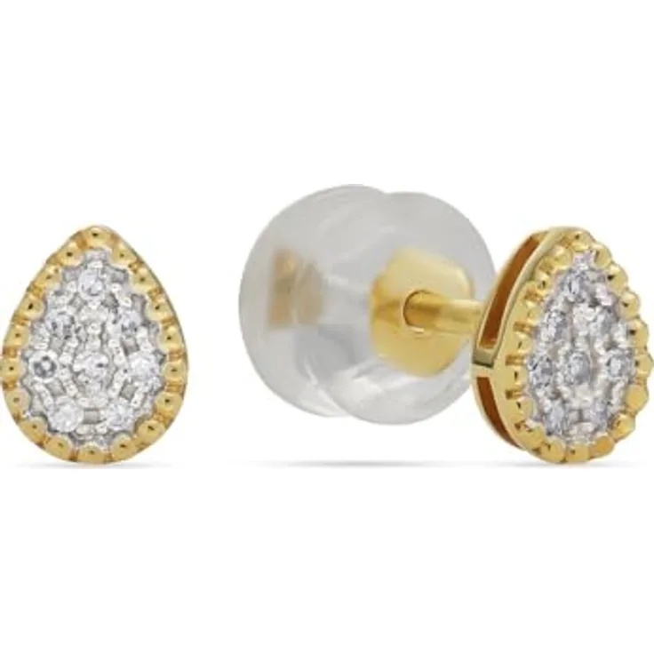 CHRIST Damen-Ohrstecker 375er Gelbgold mit 16 Diamanten, One Size