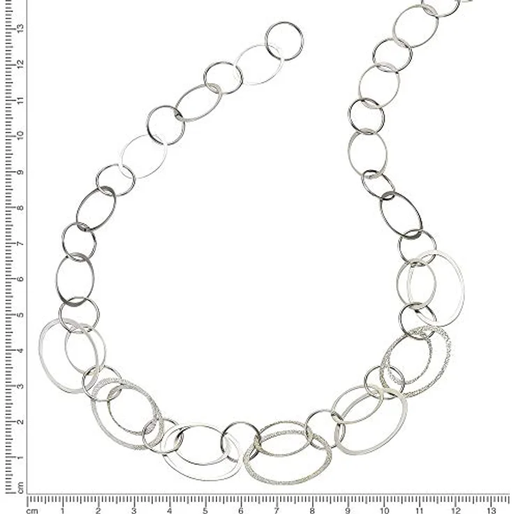 Celesta Damen Halskette 925/- Sterling Silber, 45 cm diamantiert, weiß, mit filigranen Silberringen im Geschenketui – Bild 2