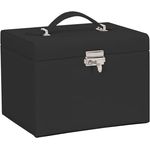 vidaXL Schmuckkästchen 4-Schichten mit Spiegel, Abschließbar, Schwarz, Schmuckorganizer mit Samtfutter, herausnehmbaren Trenner und sicherem Verschluss