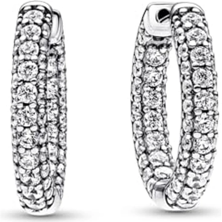 Pandora Creolen Timeless 292624C01, 925er Silber mit Zirkonia-Besatz, strahlend weiß – Bild 1