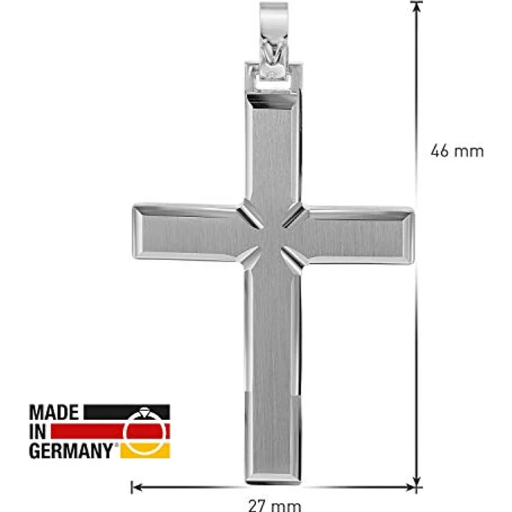 Trendor Kreuzanhänger Herren, 42 mm Silber Kreuz, Matt gebürstet mit diamantiertem Rand aus Sterling-Silber 925, Anlaufgeschützt in Geschenk-Box – Bild 4