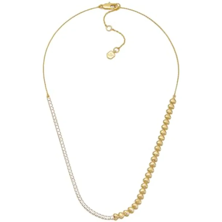 Fossil Sutton Damen Halskette, goldfarbenes Messing mit poliertem Finish, 406 mm Länge