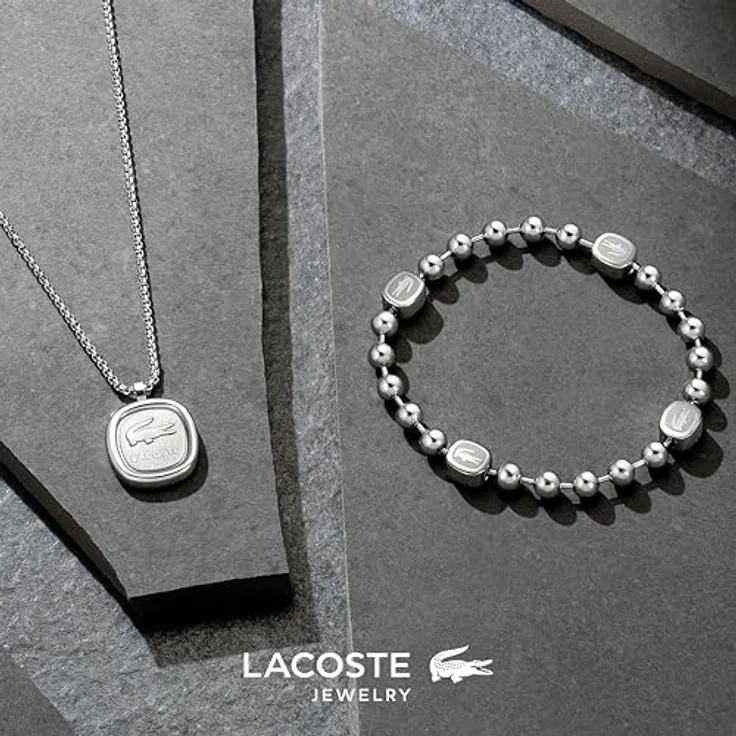 Lacoste Vigor Armband für Herren, Edelstahl mit Gelbgold und Krokodilstationen, 190mm Innenumfang – Bild 5