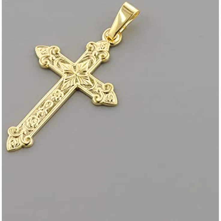 trendor Kreuz-Anhänger Gold 585 (14 Karat) 32 x 16 mm, elegantes Echtgold Schmuckstück für Damen und Herren, schöne Geschenkidee in Geschenk-Box – Bild 3
