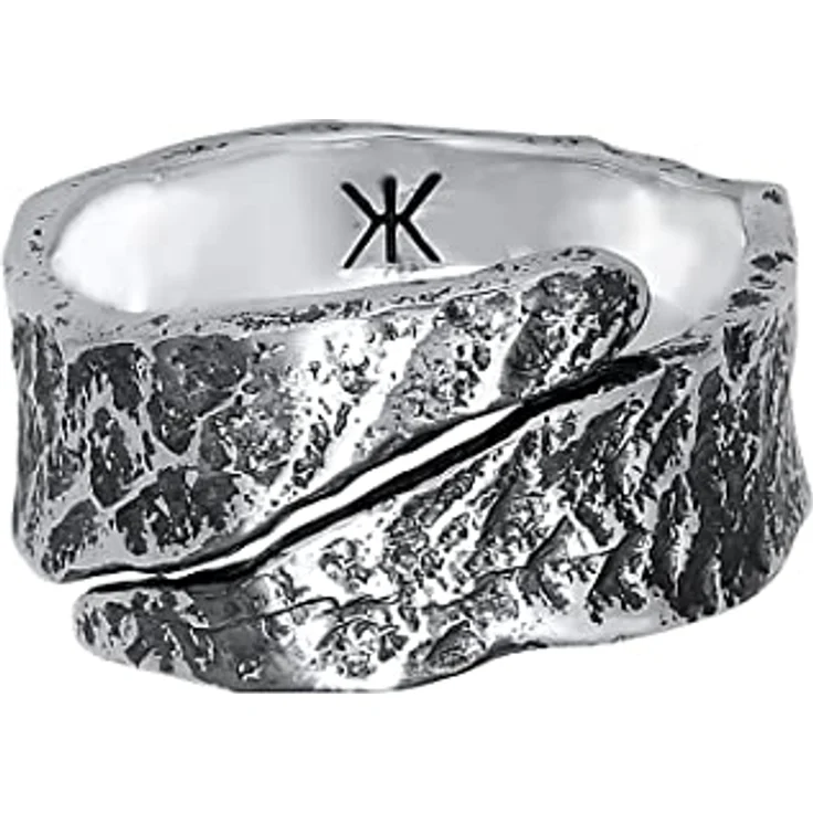 Kuzzoi Herrenring Bandring massiv (12 mm) breit in 925 Sterling Silber, gehämmert, Ringgröße 60 – Bild 2