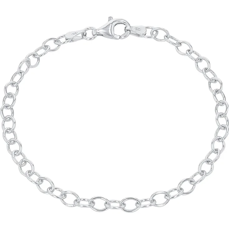 Amor Charm-Armband aus 925 Sterling Silber, längenverstellbar, 19 cm, glänzende Oberfläche