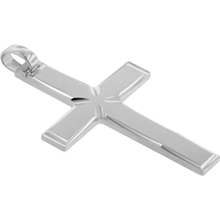 Trendor Kreuzanhänger Herren, 42 mm Silber Kreuz, Matt gebürstet mit diamantiertem Rand aus Sterling-Silber 925, Anlaufgeschützt in Geschenk-Box – Bild 2