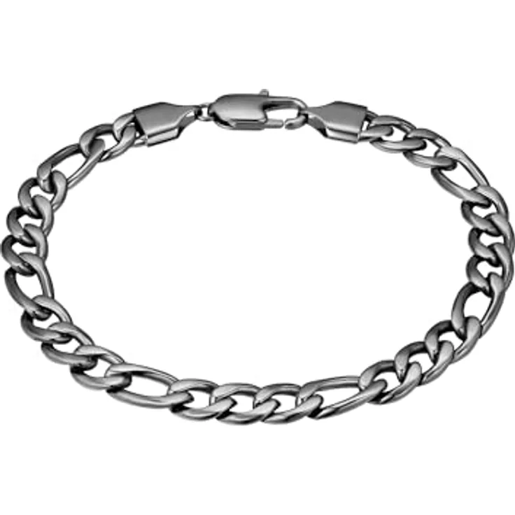 True Rebels Figaro Herren Armband aus Edelstahl gunmetal, kratzfest und wasserfest, verschiedene Längen