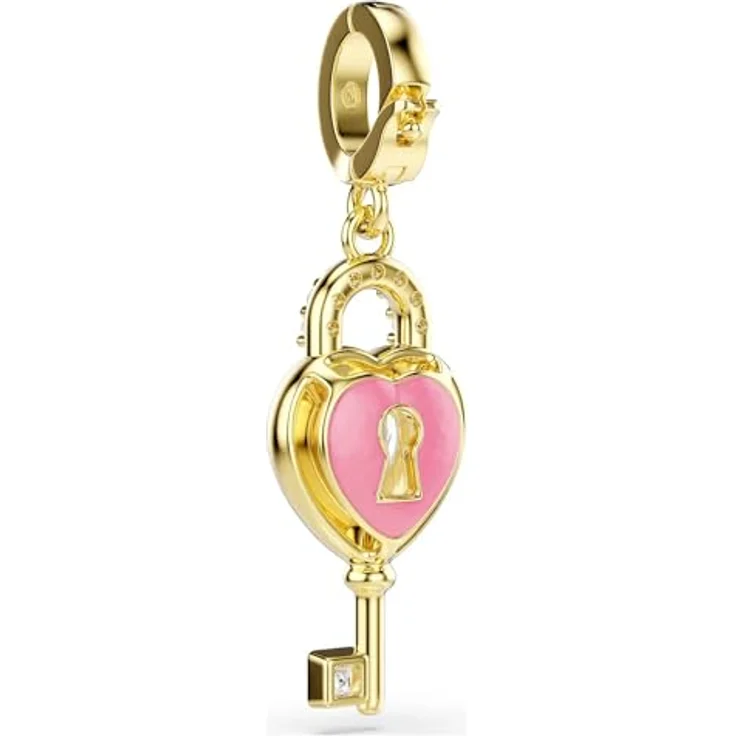 Swarovski Kettenanhänger Damen-Charm aus vergoldetem Metall mit 1 weißem Swarovski-Kristall und Schlüsselmotiv – Bild 4