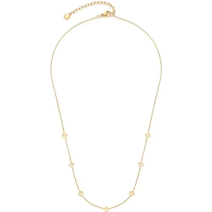 JEWELS BY LEONARDO Halskette Ciao Janna, goldfarbene Edelstahl-Kette mit Kleeblatt-Ornamenten, 42-47 cm Länge, allergikerfreundlich