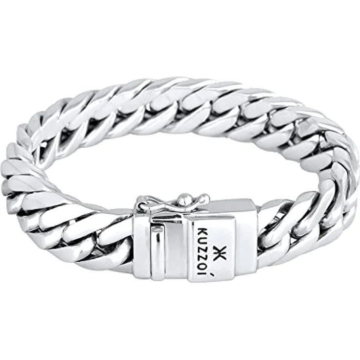 Kuzzoi Buddha Silber-Armband, handgefertigtes Panzerarmband aus 925er Sterling Silber, 14 mm, 90g, Sicherheitsverschluss, ideal als Geschenk – Bild 1