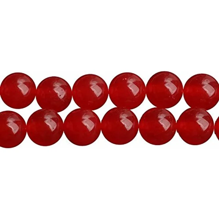 SKYBEADS Rot Chalcedon Perlen, 8mm gefärbte Edelsteinperlen für Schmuckherstellung, 38cm Strang mit ca. 46 Stück – Bild 1