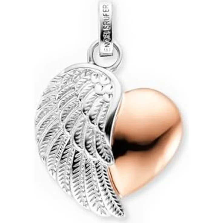 Engelsrufer Damen Herzflügel Anhänger, Bicolor aus 925 Sterling Silber mit Ösenverschluss, nickelfrei und rhodiumbeschichtet