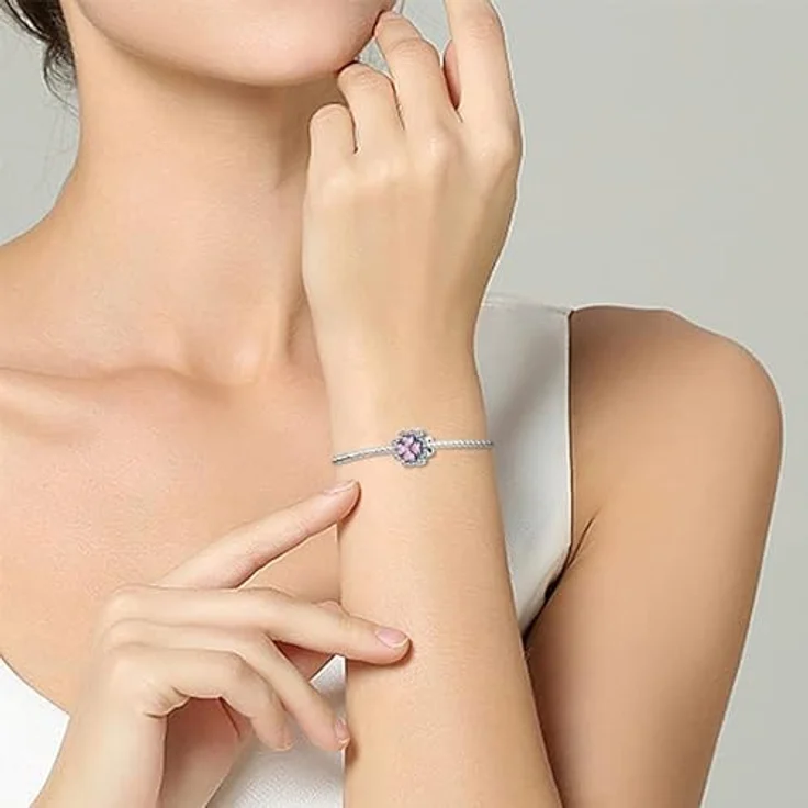 TINSLO Charm Anhänger Damen 925 Sterling Silber, Zirkonia-Steine für Armband und Halskette, passend für Pandora und europäische Armbänder, B11 – Bild 4
