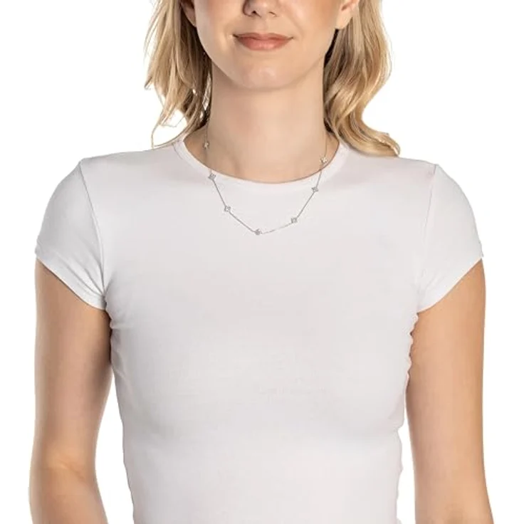 JEWELS BY LEONARDO Halskette Ciao Lisette, silberfarbener Edelstahl mit 7 blütenförmigen Zirkonia-Elementen, verstellbar von 42-47 cm, Schmuck Geschenk für Frauen – Bild 3