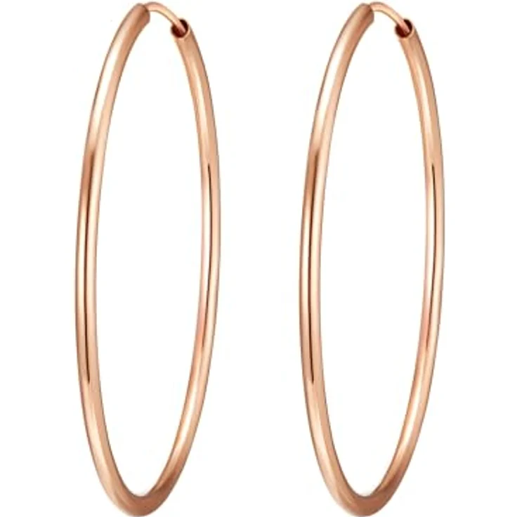 Rafaela Donata Damen-Creolen 925 Sterling Silber, 40mm rund, rosevergoldet, hochwertige Basic Ohrringe für Damen – Bild 1