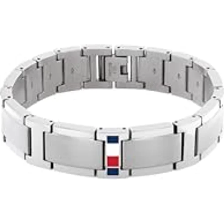 Tommy Hilfiger Jewelry Herren Gliederarmband aus Edelstahl, 19 cm, Faltverschluss mit ikonischer Flagge, urbanes Design – Bild 1
