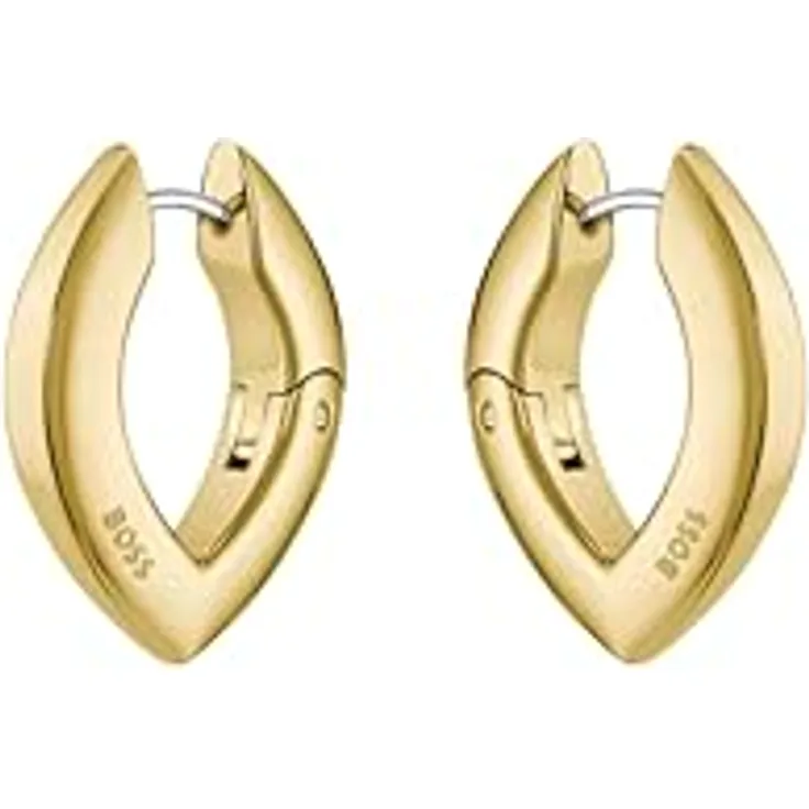 BOSS Jewelry FIORA Damen Ohrringe Hinge aus Edelstahl mit Gelbgold-beschichtung, skulpturales Design, 18,3 mm x 24 mm