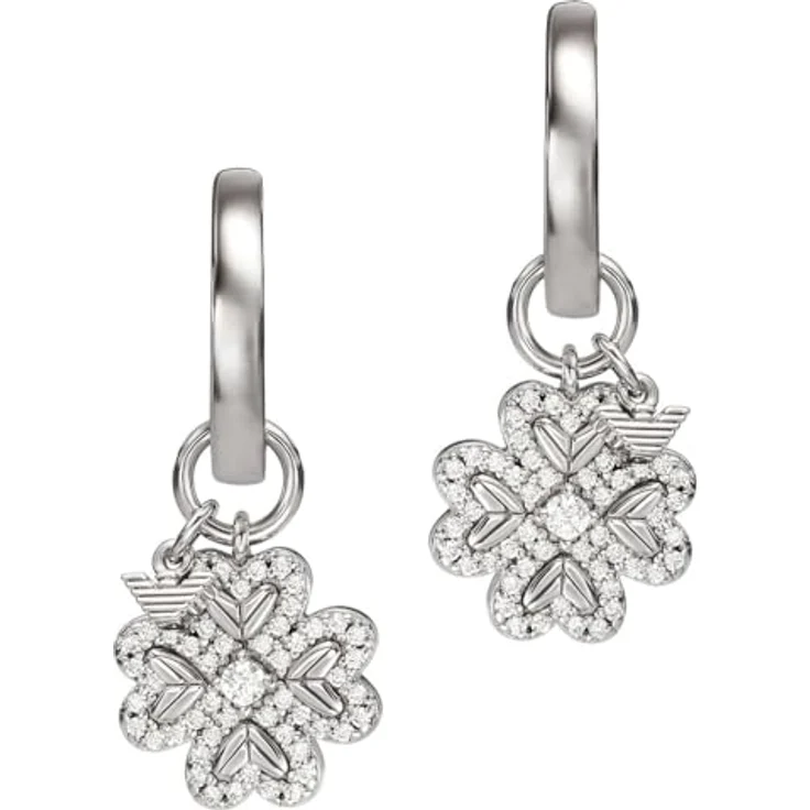 Emporio Armani Damen-Ohrringe, Creolenring aus Edelstahl mit Faltschließe, Altsilber – Bild 3