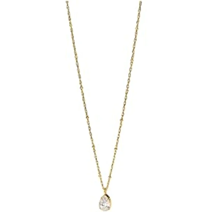 Purelei Vintage Halskette Gold Edelstahl verstellbar, elegante Damenkette mit weißem Zirkonia Tropfen, langlebig, anpassbare Länge 50-55 cm – Bild 2