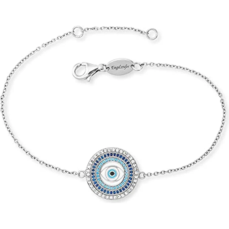Engelsrufer Damen-Armband ERB-EYE-ZIM, 925 Silber mit Nazar Auge, Emaille und Zirkonia, Kettenlänge 17-19 cm, nickelarm, Geschenkbox inklusive