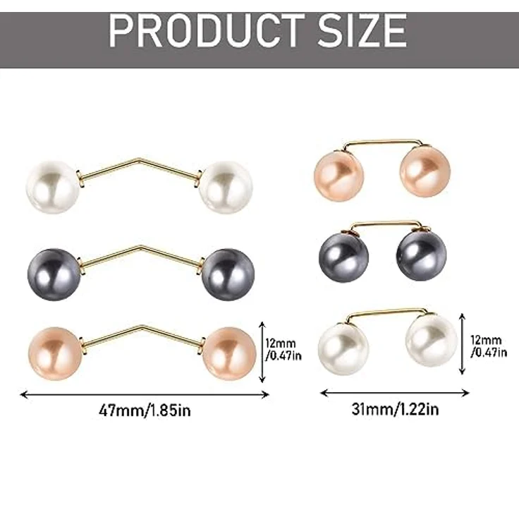 HORREX 12 Stück Künstliche Perlen Broschen, Doppel Faux Kragen Schal Clip, Hochwertige Legierung, Elegant für Kleidung und DIY-Dekoration – Bild 2