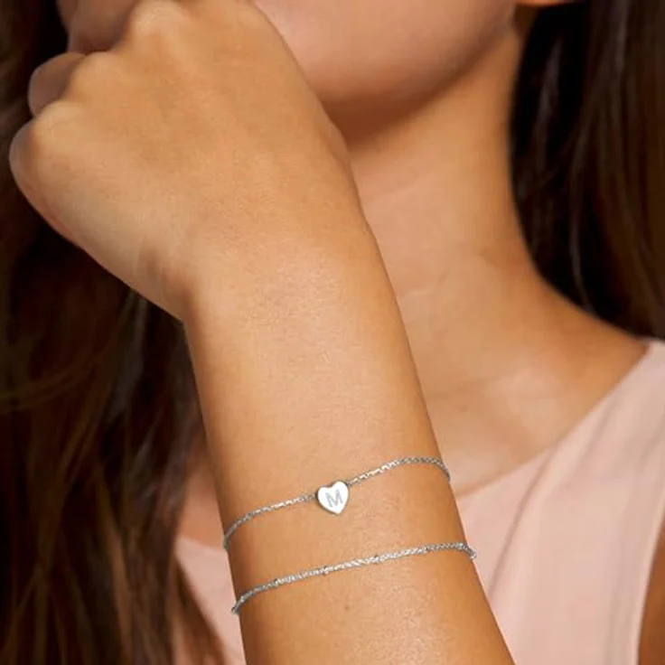 TINGN Silber Herz Armband mit Buchstaben M, verstellbar, 14 Karat vergoldet, für Damen und Mädchen, Geschenk zu Anlässe wie Geburtstag und Valentinstag – Bild 3
