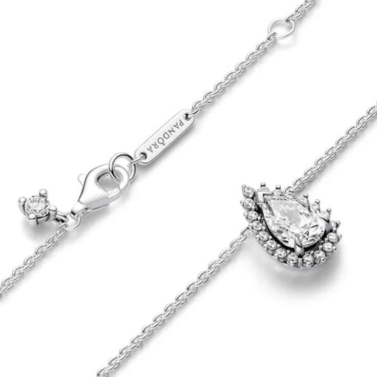 PANDORA Timeless Funkelnde Birnen-Kranz Collier-Halskette aus Sterling Silber mit Zirkonia Steinen, Verstellbar auf 45 cm, 392832C01-45 – Bild 3