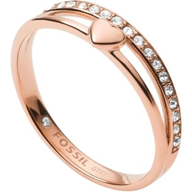 Fossil Vintage Glitz Damenring, Roségold Edelstahl, 21,5 x 20 x 6 mm, JF03460791 – Bild 3