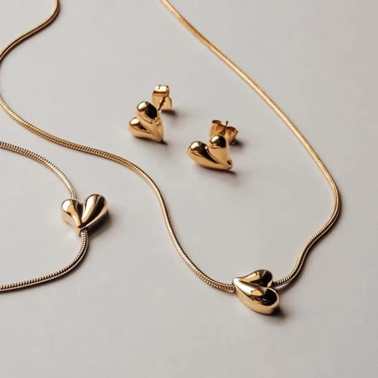 Tamaris Necklace, Kette mit organischem Herz aus Edelstahl IP Gold, verstellbar bis 45 cm, wasserfest & hautfreundlich – Bild 3