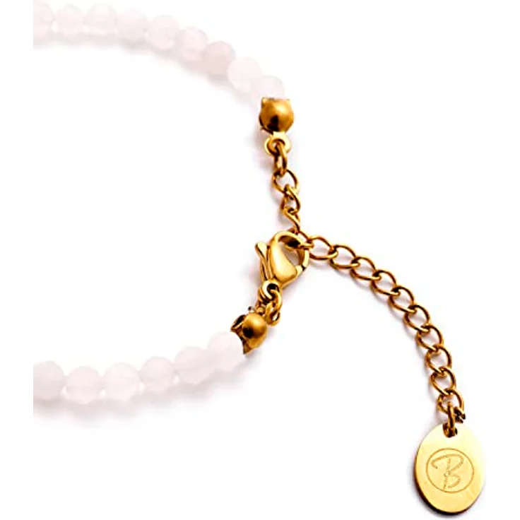 BERGERLIN Rosenquarz Armband, facettiertes rosa Armband mit vergoldetemverschluss, Größe XS-S – Bild 2
