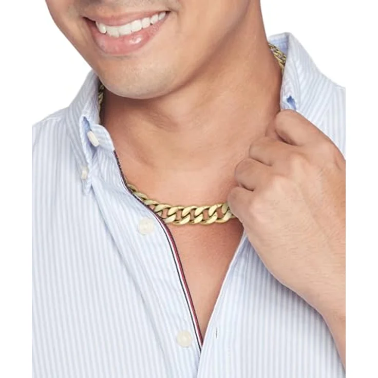 Tommy Hilfiger Jewelry Gliederhalskette für Herren, Gelbgold, mit ikonischer Flagge, 457,2 mm Länge, Edelstahl mit goldfarbener Oberfläche – Bild 3