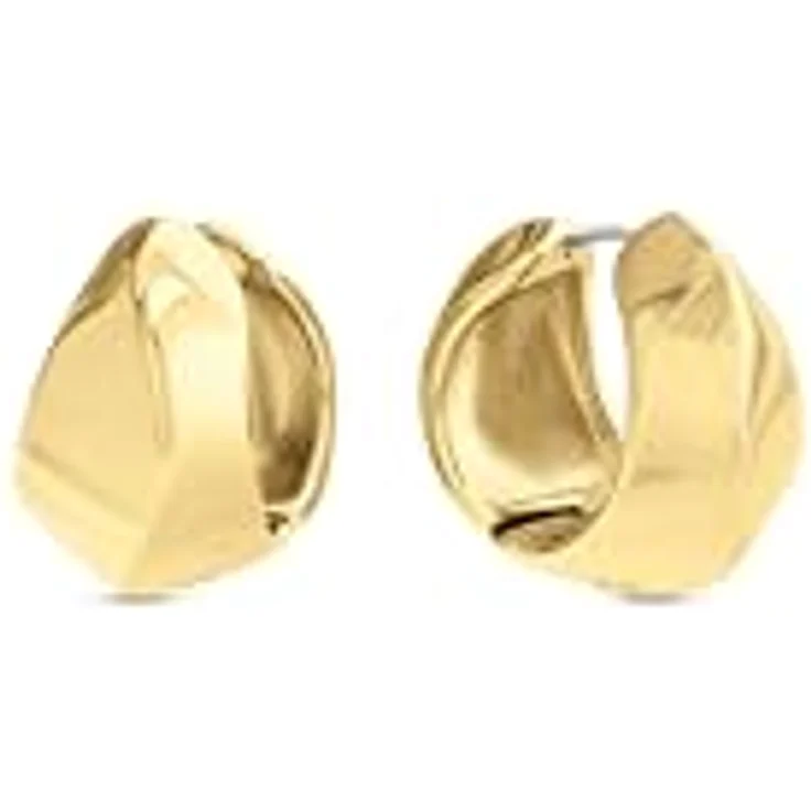 Calvin Klein Damen-Creolen Sculpted, Edelstahl mit Gelbgold-Beschichtung, skulpturales Design, 23 mm Höhe, Steckverschluss – Bild 1