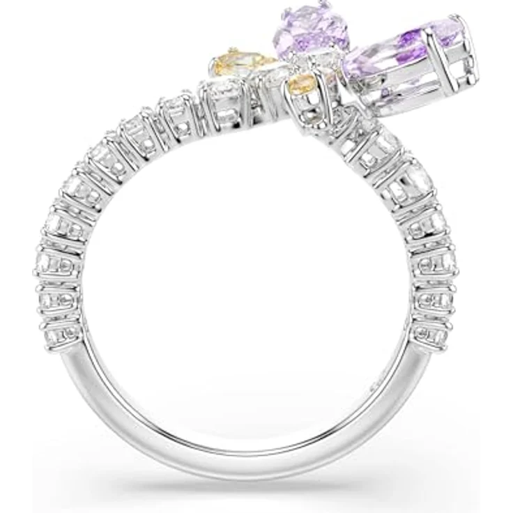 Swarovski x Ariana Grande Libellenring, rhodiniert mit klaren Swarovski Zirconia und pastellfarbenen Nuancen in Rosa und Lila – Bild 3