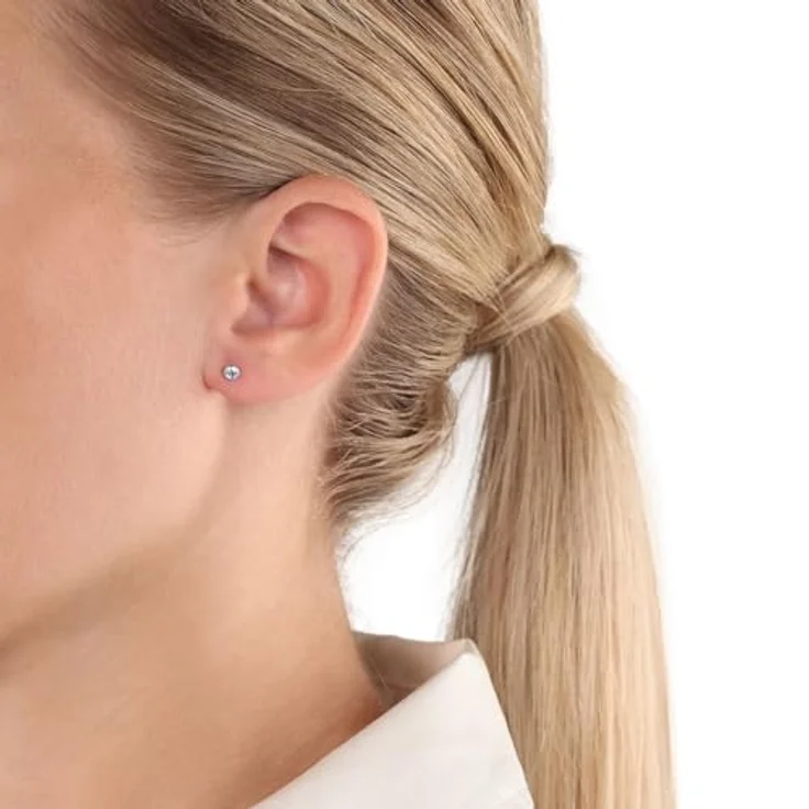 Amor Paar Ohrstecker, 925er Sterling Silber mit rhodiniertem Finish und weißem Zirkonia (synth) – Bild 2