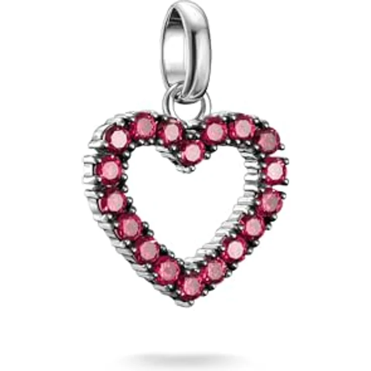 Thomas Sabo Charm Club Connect Charm-Anhänger Herz, recyceltes 925 Silber mit roten Steinen, CC1237-639-10 – Bild 1