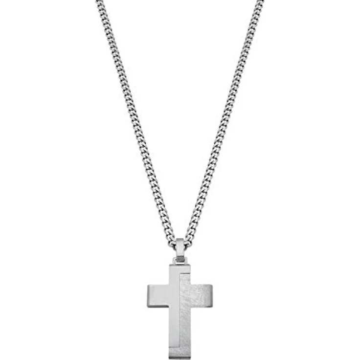 s.Oliver Herren-Halskette mit Anhänger Kreuz, Edelstahl, 50 cm, inkl. Geschenkbox – Bild 4