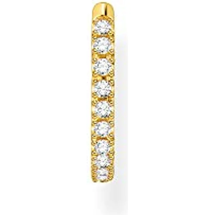 Thomas Sabo Einzel Creole, 925 Sterlingsilber mit weißen Steinen, gold, Clipverschluss, 1,30 cm – Bild 2