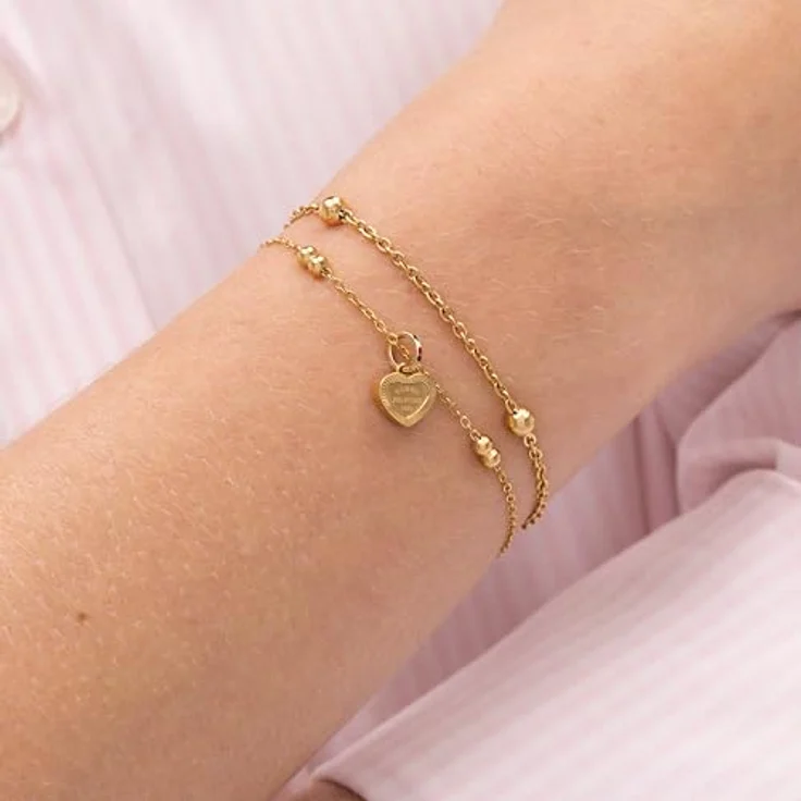 Tommy Hilfiger Jewelry Damen Gliederarmband Edelstahl mit Gelbgold-Beschichtung, verstellbare Länge 16-19 cm, Herz-Anhänger 2781012 – Bild 3